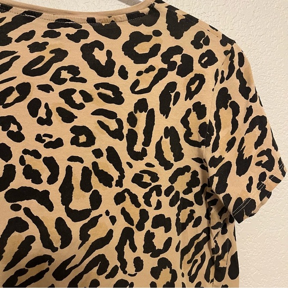 Zara Leopard Print Brown and Black Short Sleeve Top Size Medium - Picture 10 of 11